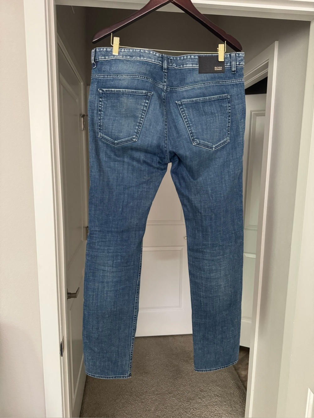 BOSS Slim Fit Men's Jeans in Medium Blue Wash 34x32